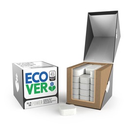 Ecover Power Dishwasher Tablets, All-In-One Dishwasher Salt & Rinse Aid, Power Cleaning, Mandarin and Lemongrass Scent, Pack of 1, 45 Tablets