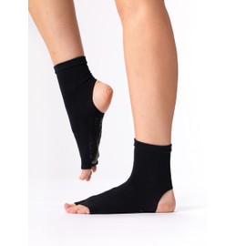 DRESP Yoga Socks with Non-Slip | Leg Warmers for Dance and Sports | Yoga Toe-Free | Solid Cotton | Warm | Toe-free and Heel-Free | Elegant Yoga Sock - Cotton Mix, black