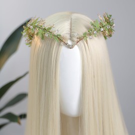 MOSTORY Woodland Flower Elf Crown - Floral Moon Headpiece for Forest Fairy Costume Women, Elven Leaf Circlet for Renaissance Faire Accessories Fantasy Fairycore Outfit Cosplay