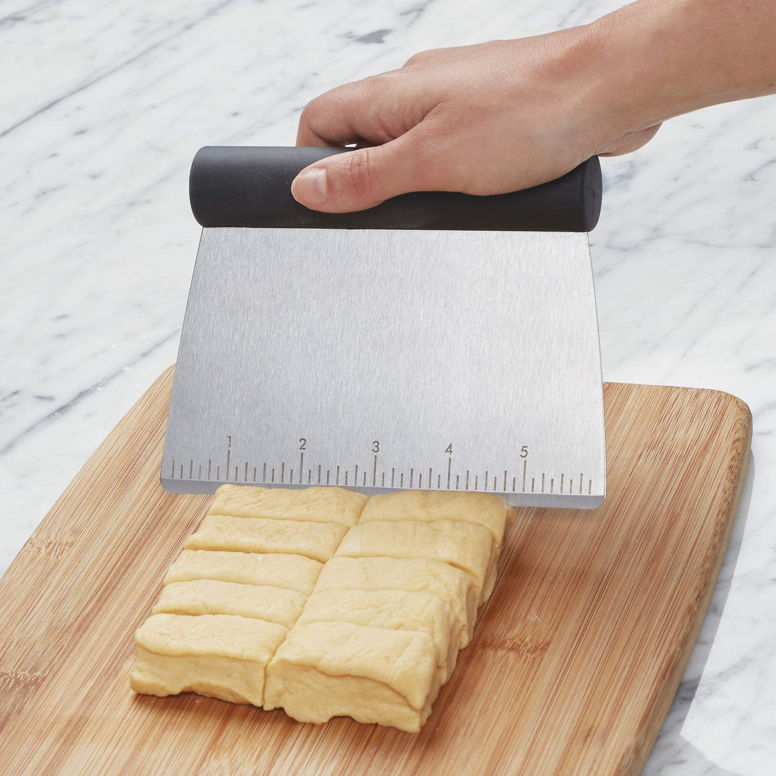 KitchenAid All Purpose Stainless Steel Dough Pastry Scraper/Chopper/Cutter with Measurement Scale - Thumbnail 5