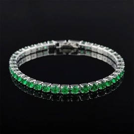 Moonshine - Tennis bracelet for women silver bracelet with shiny sparkling cz stones emerald gift for women