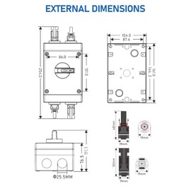 DIHOOL Solar Disconnect Switch 32 Amp DC1200V Isolator with IP66 Waterproof Enclosure for Solar Panels,Batteries,RVs and Boats