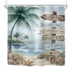 Riyidecor Tropical Beach Palm Tree Shower Curtain for Bathroom Decor