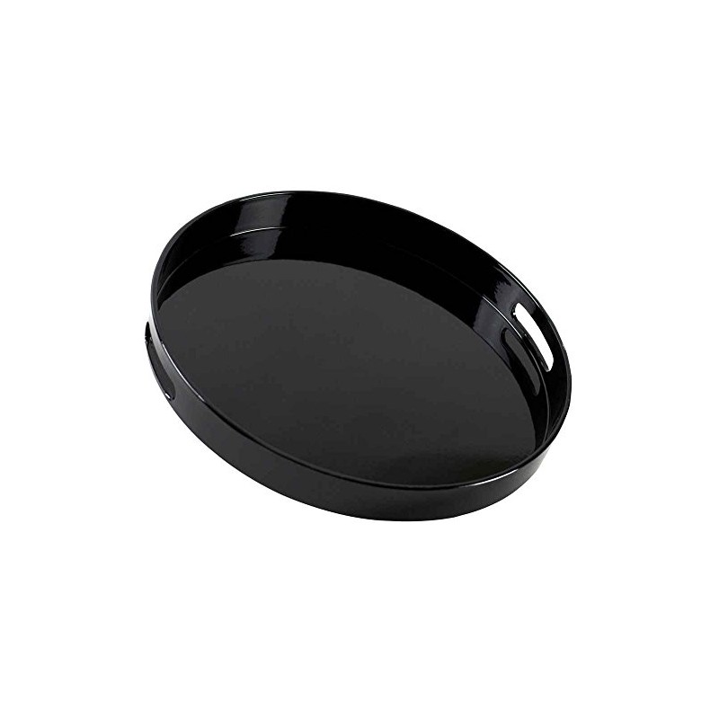 10 Strawberry Street 13.5" Lacquer Round Serving Tray with handles,