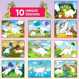 Sticky Wonders World of Dinosaurs Sticker Dot Art Activity Kit for Kids - 10 Colorful Scenes for Creative Fun, Ideal for Girls & Boys Ages 3 4 5 6 7, Mess-Free Craft Activity