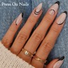 Press on Nails French Tip False Nails 24pcs Black Wavy