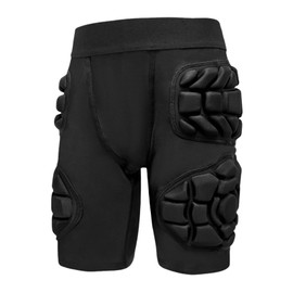 Topeter Youth Football Girdle with Hip and Thigh Pads, Protective Padded Compression Shorts with Cup Pocket M