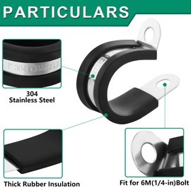 OURU 20pcs 3/4 Inch Stainless Steel Cable Clamps,Rubber Coated Cushioned Insulated Cable Clamp,Automotive Cable Wire Clamps,Pipe Clamps,Metal Clamp for Tube,Lines,Wire Cord Installation(Black,19mm)