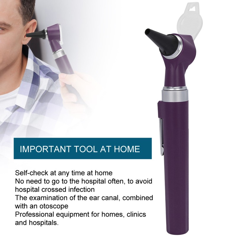 Professional Diagnostic Kit Ear Care Examination Otoscope Eardrum Endoscope SpeculumPurple