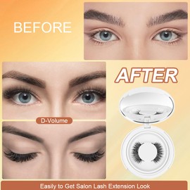 LOPHE Magnetic Eyelashes, 1 Pair of Magnetic Eyelashes, Lashes Magnetic Kit with Pliers, No Glue, Magnetic Eyelashes, Reusable (White)
