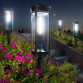 BITPOTT Bright Solar Pathway Lights, 4 Pack Solar Lights Outdoor Waterproof IP65, Long Lasting Outdoor Light for Yard Garden Walkway Landscape Lawn Patio