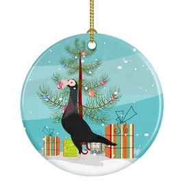 Caroline's Treasures English Carrier Pigeon Christmas Ceramic Ornament, Teal Christmas Tree Hanging Decorations for Home Christmas Holiday, Party, Gift, 3 in, Multicolor
