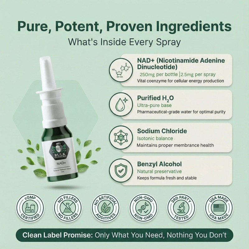 Bulk Essentials NAD+ Spray | 100 Sprays | Nicotinamide Adenine