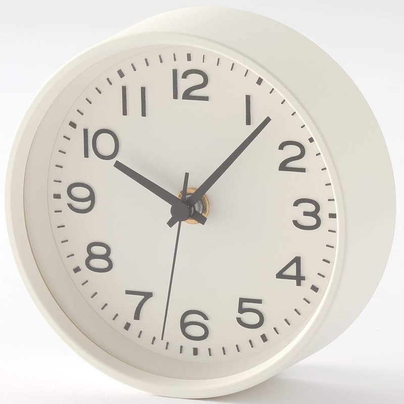 Muji 15915217 Analog Clock Small (with Stand) Wall Clock, White