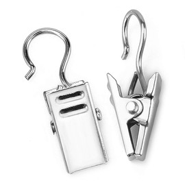 Curtain Hook Clips, Insert Your Preferred Fabric for Your Own Original Curtains, 16-Piece Set (Silver)