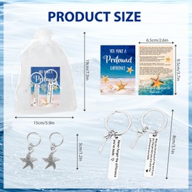 Azjachiny 12 Sets Inspirational Thank You Gifts Employee Appreciation Gifts Teacher Gifts Starfish Keychain Set Bulk Gifts for Women Teacher Staff Coworkers Employee Nurses Week Gifts Christmas Gifts