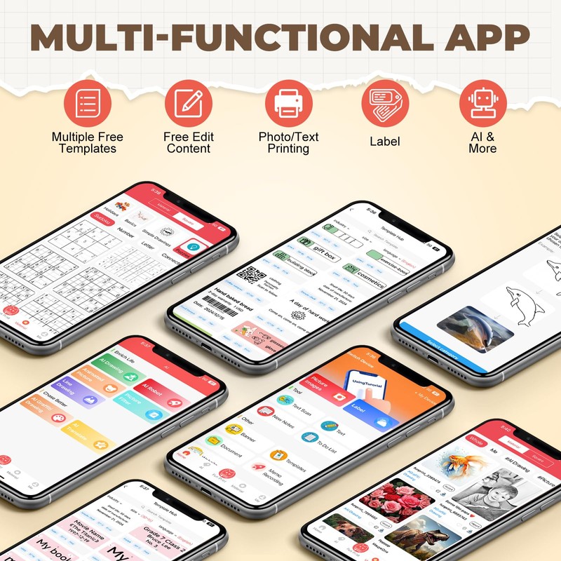 B3 Label Maker, Bluetooth Thermal Label Printer with 6 Rolls