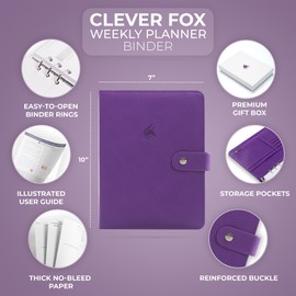 Clever Fox Weekly Planner Binder – Goal Setting Planner for Time Management & Weekly Tasks – Work & Life Organizer with To Do List & Habit Tracker – Undated, 7″x9″ Hardcover (Purple, Medium (7″x9″))