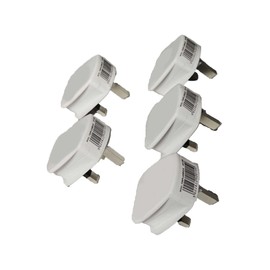 Mr.Gadget's Solutions 5 Pack 13 Amp Fused UK Mains Plugs – Heavy Duty 3 Pin 250V Electrical Plugs with Safety Pin, Durable White Rewireable Plugs for Household and Commercial Use