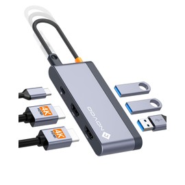 NOVOO USB C Hub Docking Station with Dual HDMI 4K@60Hz, 100W PD Charging, 3X USB-A Ports for MacBook Pro M2, Dell, HP, Lenovo, Surface, and More Type-C Devices