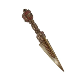 7" Vintage Oxidized Copper Phurba with Stand