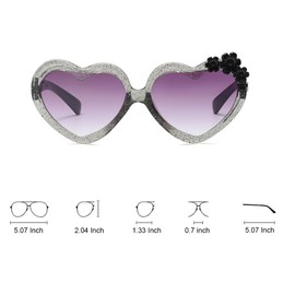 OZPYKAE Girl Heart Flower Sunglasses,Heart Shaped Cute Glasses UV 400 Protection Outdoor Girl Boy Gifts Eyewear Sunglasses
