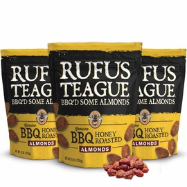 Rufus Teague BBQ Almonds - Smoky, Sweet & Crunchy Honey Roasted Nuts, 9 oz Resealable Pouch for Freshness, 3 Pack