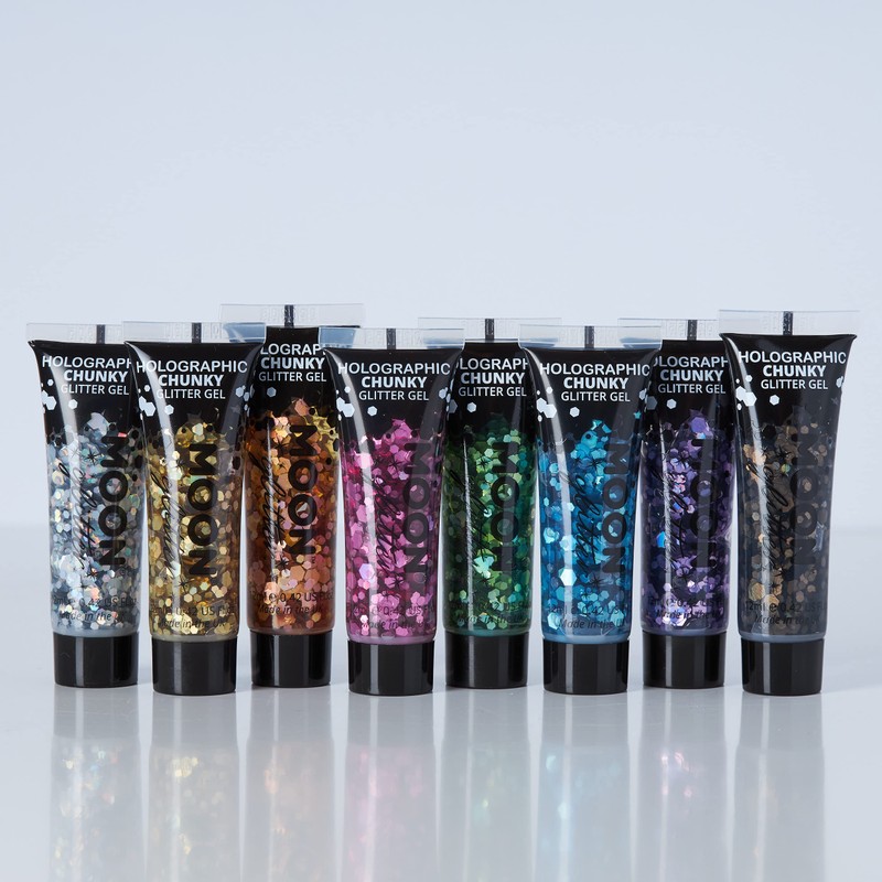 Moon Glitter Holographic Face & Body Chunky Glitter Gel, 12