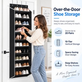 Over-the-Door Shoe Organizer for Space-Saving Storage – 10-Tier Deep Pocket Design for Closets & Entryways
