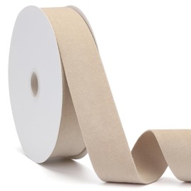 Jeuhoue - Cinta de terciopelo camello de doble cara, 1-1/2 pulgadas x 20 yardas, ideal para Navidad, decoración de boda, envoltura de regalos y adornos para árbol de Navidad (camello 1-1/2 pulgadas)