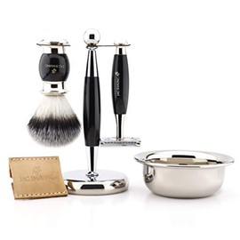 Haryali London Shaving Kit Set for Mens Wet Shave-Classic 3 Edge Safety Razor|Pure Badger Hair Shaving Brush|Shaving Soap and Stainless Steel Shaving Bowl-Mens Gift Set