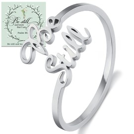 Be Still And Know That I Am God Psalms Jewelry Bible Gifts For Women Be Still And Know Devotional Christian Gifts Bible Verse Jewelry (Silver ring)