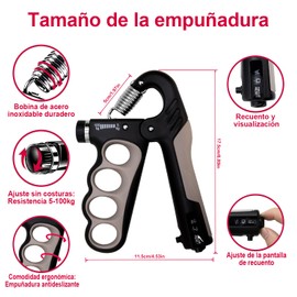 5 en 1 Ejercitador de Mano Ajustable (5-100KG), Antebrazo Ejercitador con Contador, Fortalecedor de Agarre, Ejercitador de Dedos, para El Tratamiento, Recuperación y Entrenamiento de Fuerza de Las Articulaciones de Los Dedos