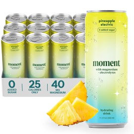Moment Sparkling Electrolyte Drink (Pineapple) - Zero Added Sugar Electrolyte Drinks with Magnesium, Potassium, Sodium - Hydration Drinks with Electrolytes to Stay Hydrated and Recover Fast - 12 Pack