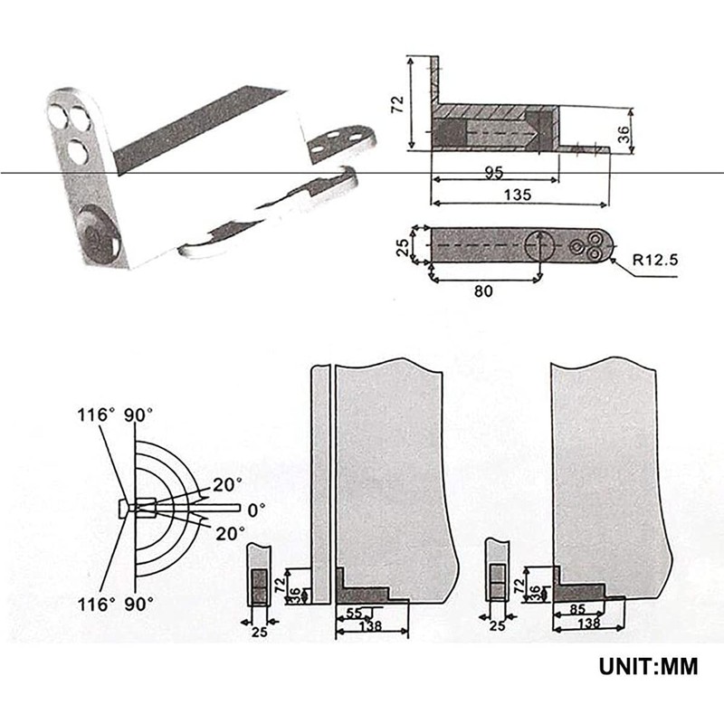 Ranbo Commercial/Home Self Closing Door Pivot Hinges Heavy Duty Hidden