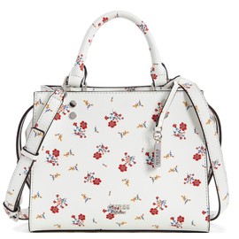 GUESS Pink Floral Print Crossbody Satchel Tote Bag Handbag - White Multi