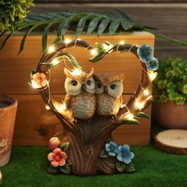Tuzsocr Solar Owls Garden Figures, Weatherproof Owl Solar Light, Owls Garden Decoration, Owls Gifts Waterproof Animals Solar Lamps, Owl Garden Statues for Outdoor, Lawn, Patio, Windowsill (Style 1)