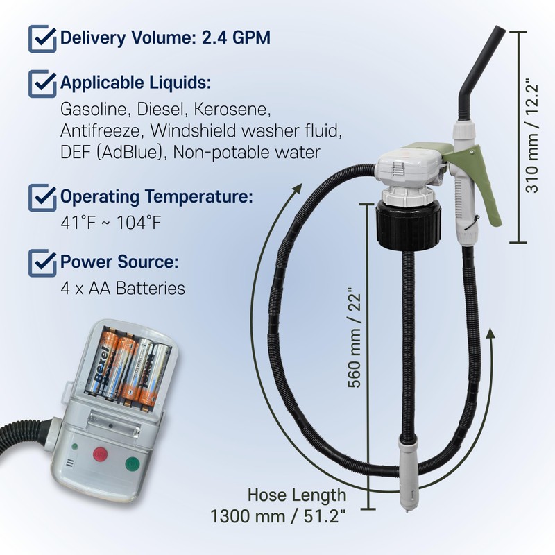 [LITE DELIGHT] Transfer Pump for Fuel, Water & More, 2.4