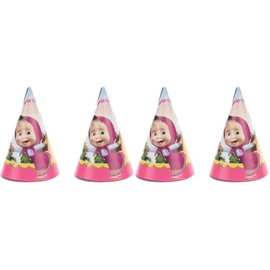Procos 86566 - Cappellini Carta Masha e Orso, 6 Pezzi, Multicolore