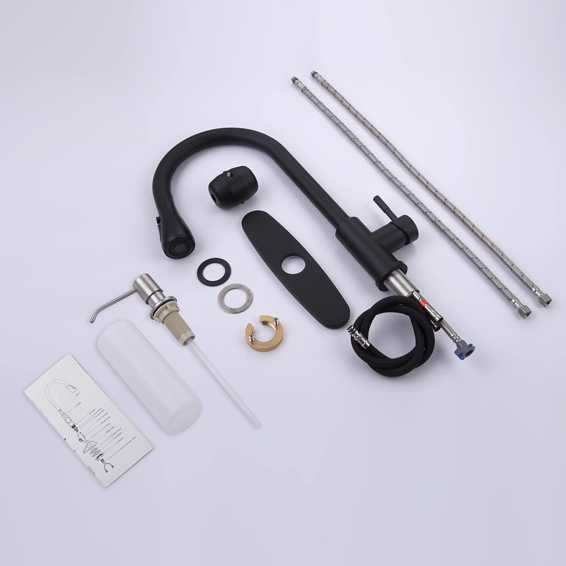 Keer Matte Black Single Handle Pull Down Kitchen Faucet with