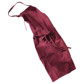 Anyasun Linen Apron, Bib Apron, Caf Style, Simple, Stylish, Natural, Scandinavian, Solid Color, Hides Bum, With Pockets, Unisex, 03 red