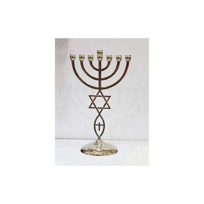 Jewish Messianic Silver Temple Menorah 8.5 inches Tall