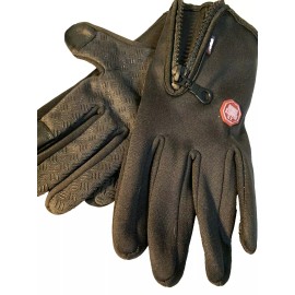 Ladies Womens  Large Zipper Tech Non Slip Palm Gloves Black Fleece Lined Design