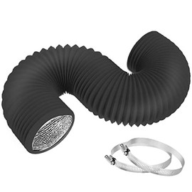 TEAIERXY 5 Inch 5 Feet Dryer Vent Hose,Flexible Insulated Air Ducting,Vent Hose PVC Aluminum Foil with 2 Clamps for HVAC Ventilation(Black)
