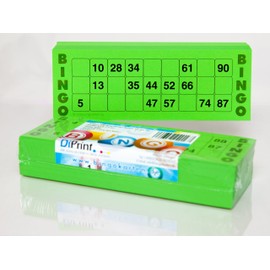 DiPrint 200 large printed Bingo cards for seniors system 15 from 90 green
