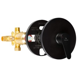 PULSE ShowerSpas 3001-RIV-PB-MB Tru-Temp Mixing Valve, Pressure Balance Rough-In Valve Trim Kit, Round, 1/2" NPT, Matte Black