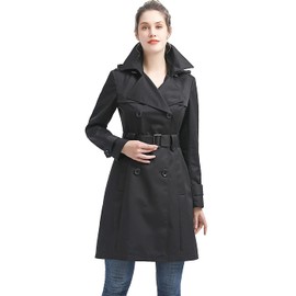 BGSD Women Emma Waterproof Hooded Trench Coat Black X-Small