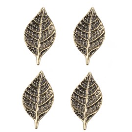 zaoalife 4 PCS Metal Leaf Shaped Knobs, Door Drawer Pull with Vintage Style Leaf, Antique Leaf Single Hole Cabinet Handle for Dresser Kitchen Cabinet