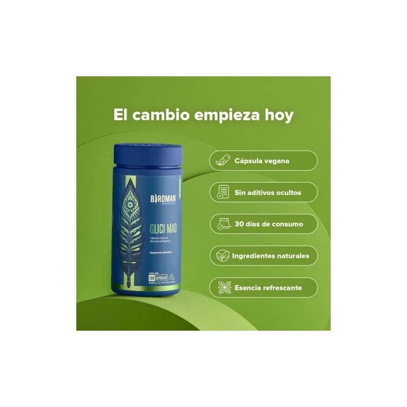 Birdman Glicinato De Magnesio 400 Mg 30 Porciones 120 Cáps