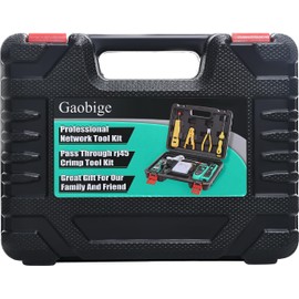 Gaobige Network Tool kit, Pass Through RJ45 Crimp Tool kit, Ethernet Crimper Cat6 Cat5 Cat5e Crimping Tool, Wire Tracker, 110/88 Punchdown Tool, Cat6 Pass Through Connectors, Stripper, Cutter